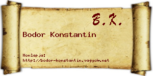 Bodor Konstantin névjegykártya